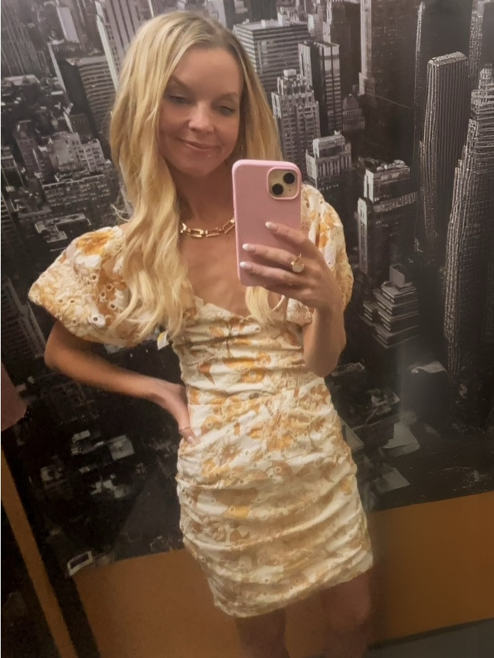 NWT Hello Molly Floral Mini Dress Puff Sleeve Backless XS - Picture 3 of 7